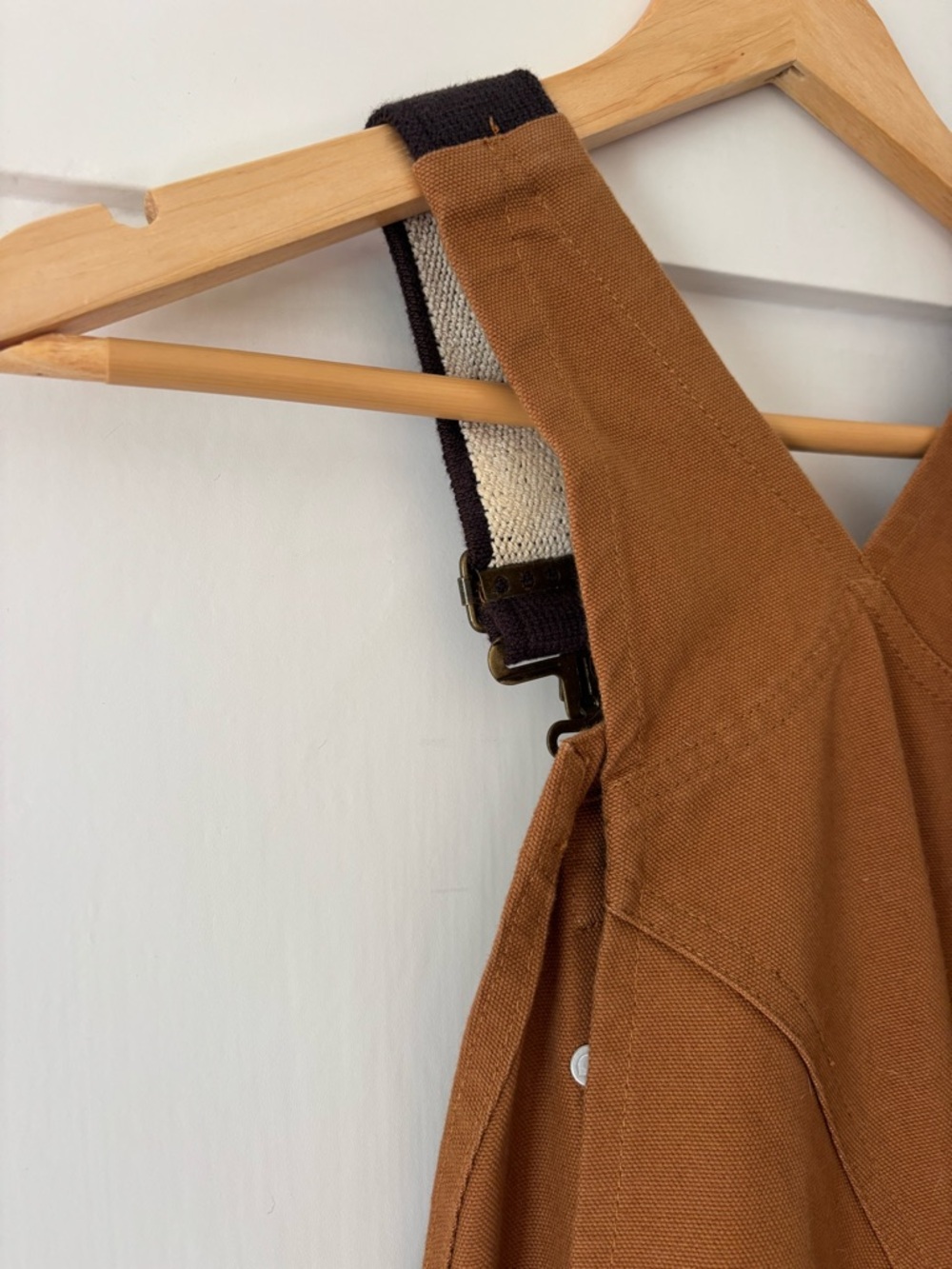 Carhartt Tan/Brown Duck Bib Overalls with Dark Straps - Picture 9 of 9